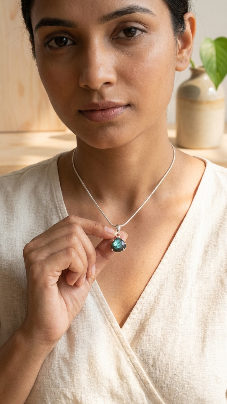 Natural Faceted Labradorite Pendant