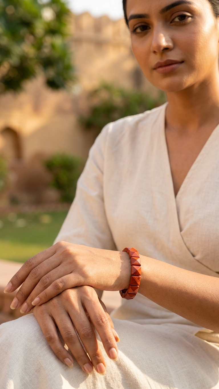 red jasper pyramid bracelet