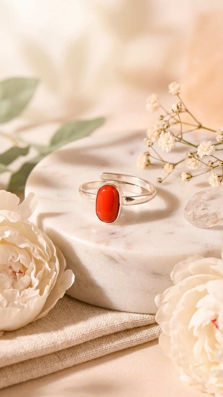 NATURAL CORAL (MOONGA)  RING GEMSTONE