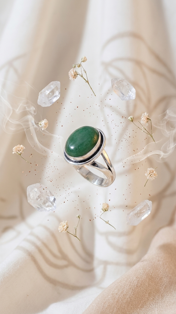 NATURAL GREEN JADE  RING 100% Natural Gemstone