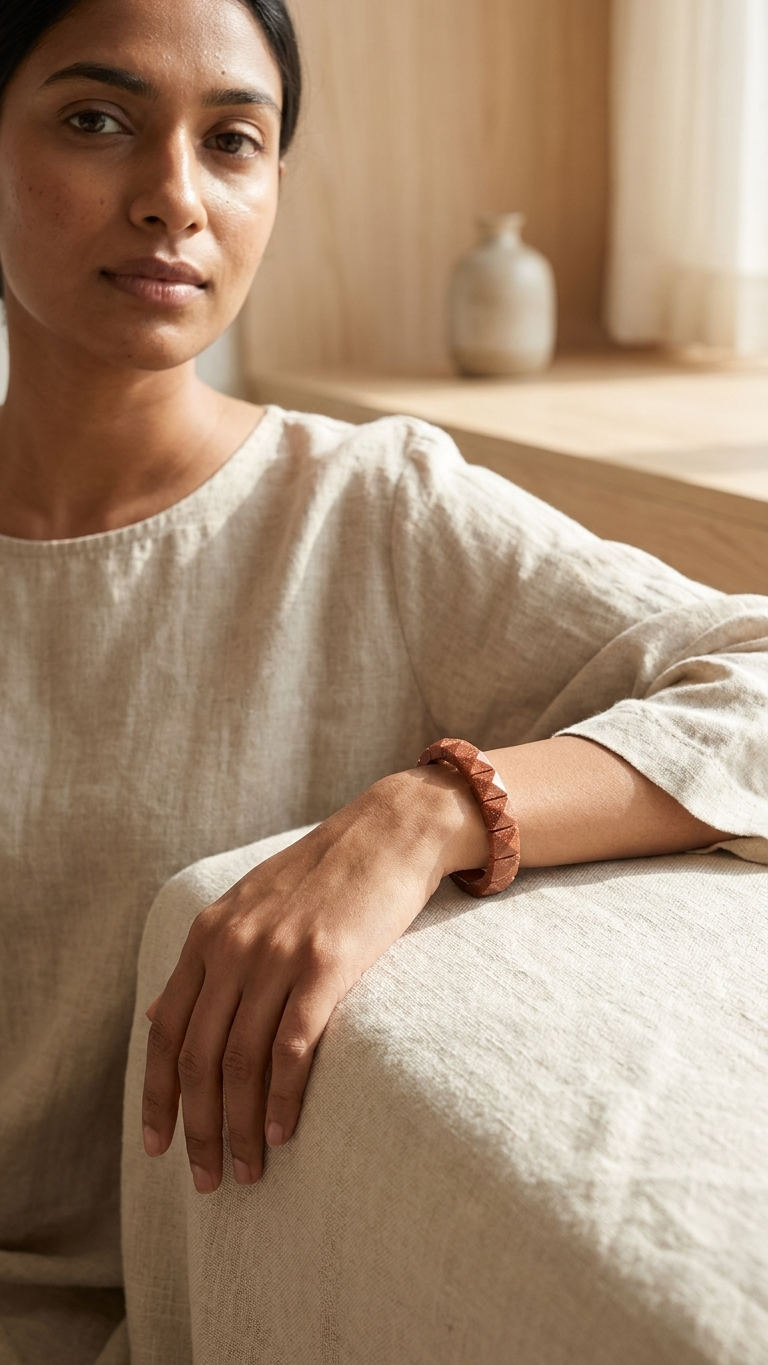 Sunstone Pyramid Bracelet ( sunsitara lab made )