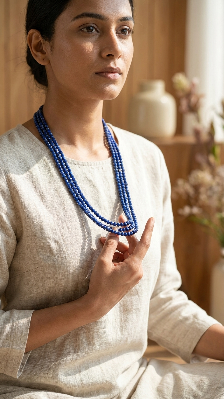 Natural Blue Lapis Lazuli Necklace (With Certificate)