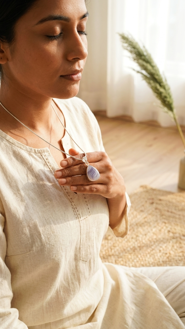 NATURAL BLUE LACE AGATE PENDANT