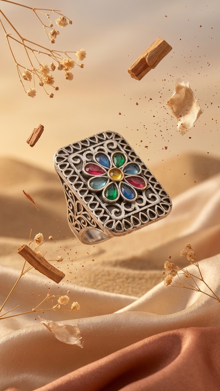 Rangoli Bloom Dandiya Statement Ring