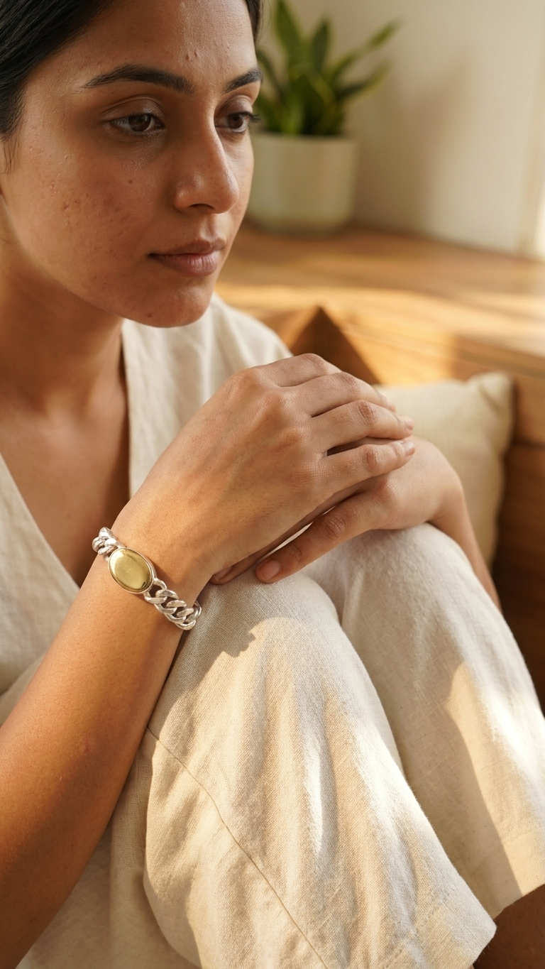 Pyrite Bracelet With Strong Silver Plated