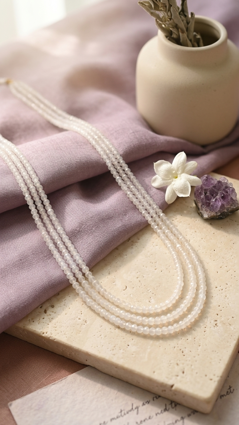 Natural Moonstone Beaded Necklace (With Certificate)