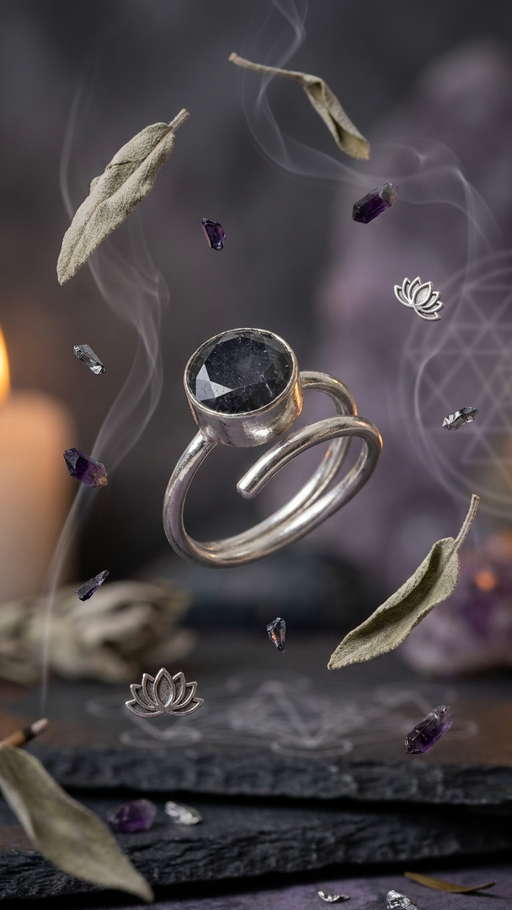 Natural Labradorite Faceted  Ring