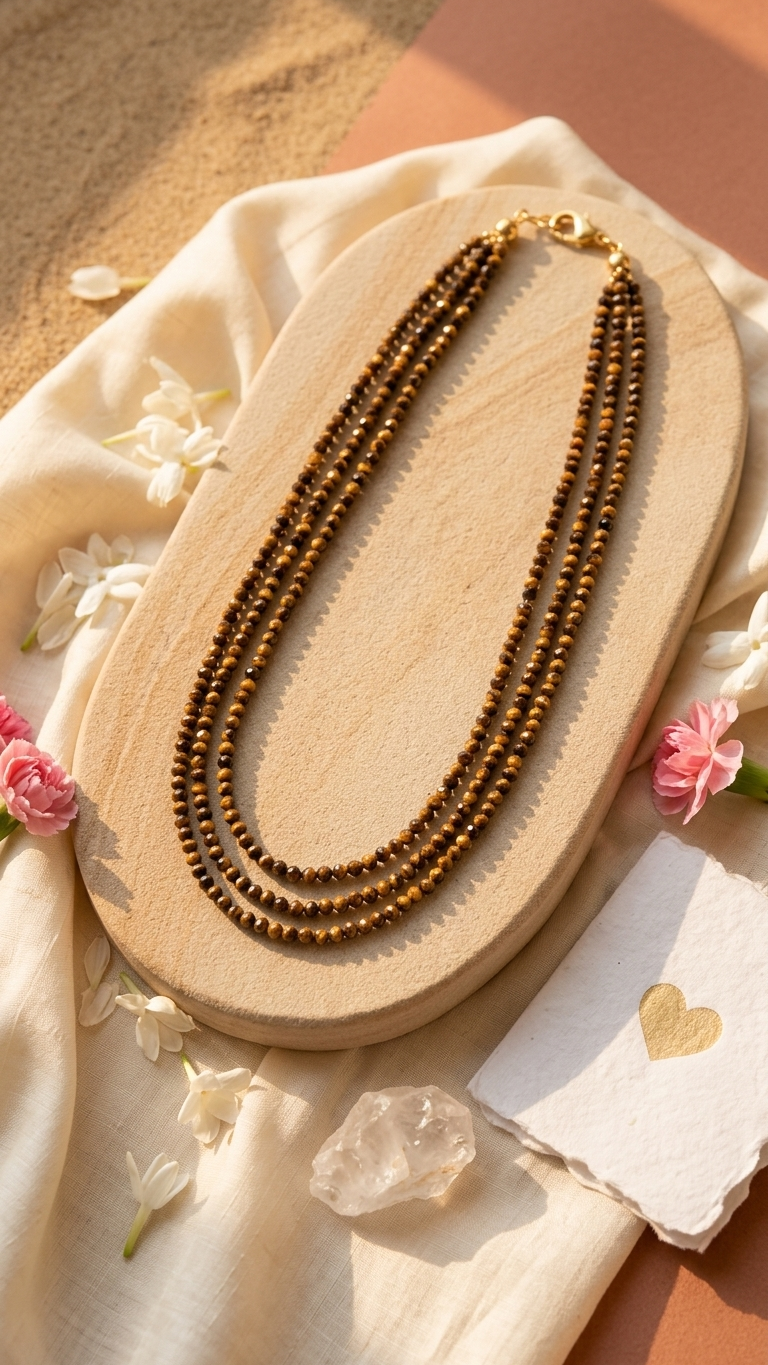 Natural Tiger Eye Beaded Necklace