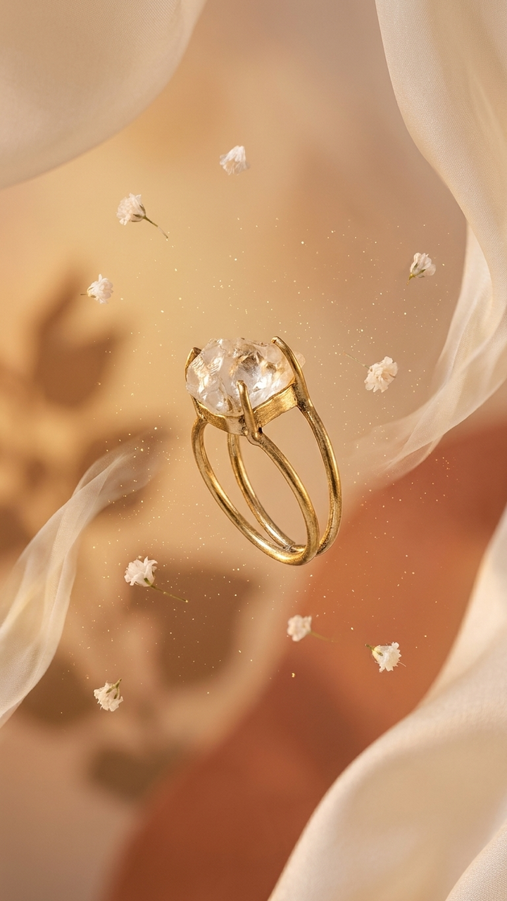 NATURAL CLEAR QUARTZ  RAW RING 100% Natural Gemstone