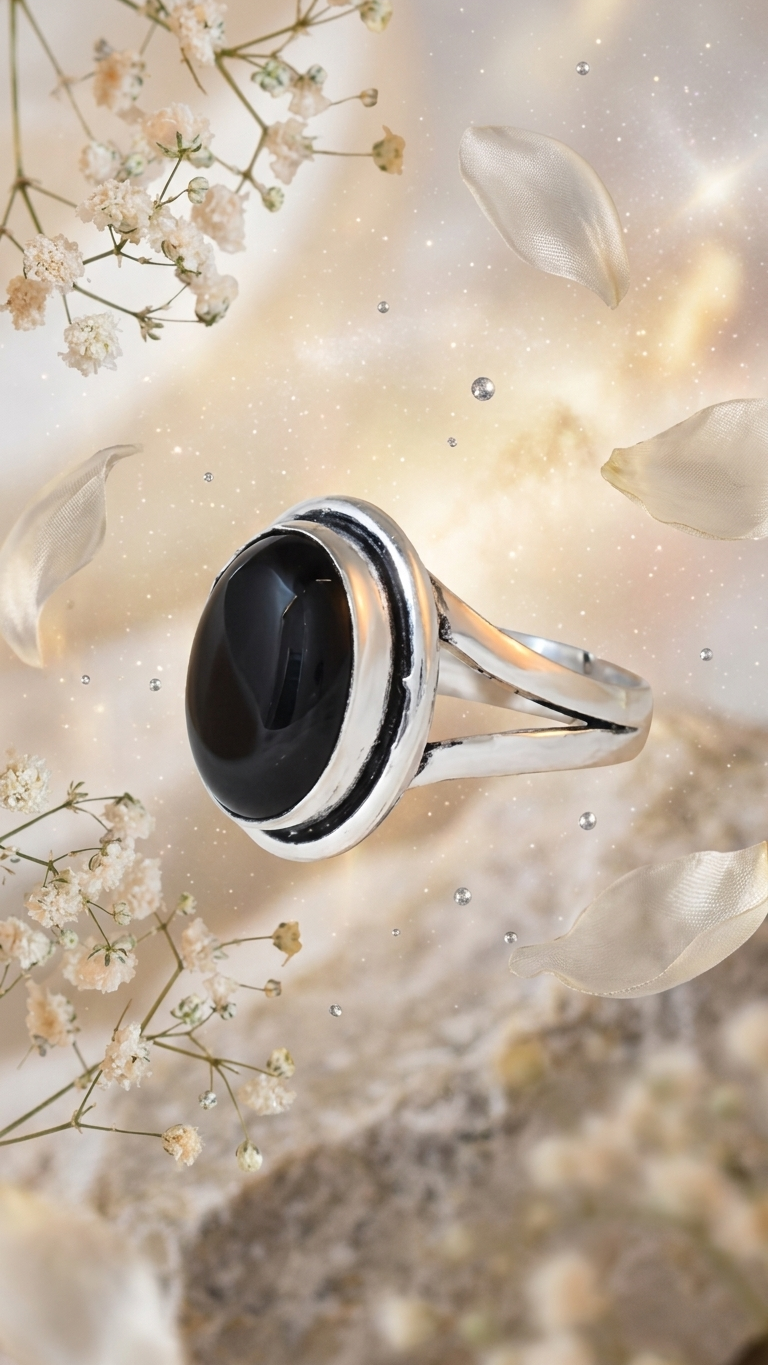 NATURAL BLACK OBSIDIAN RING