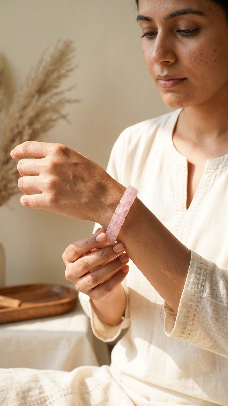 Rose Quartz Pyramid Bracelet