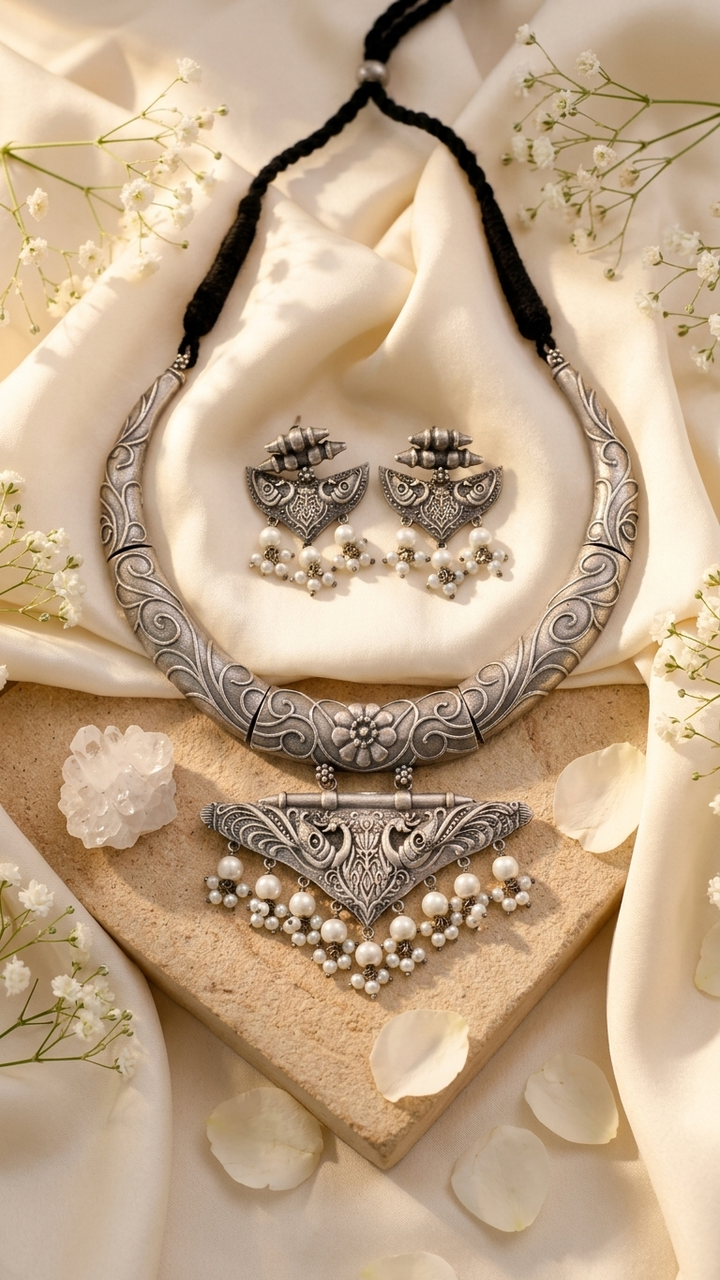 Rajwada Shringar Pearl Necklace Set