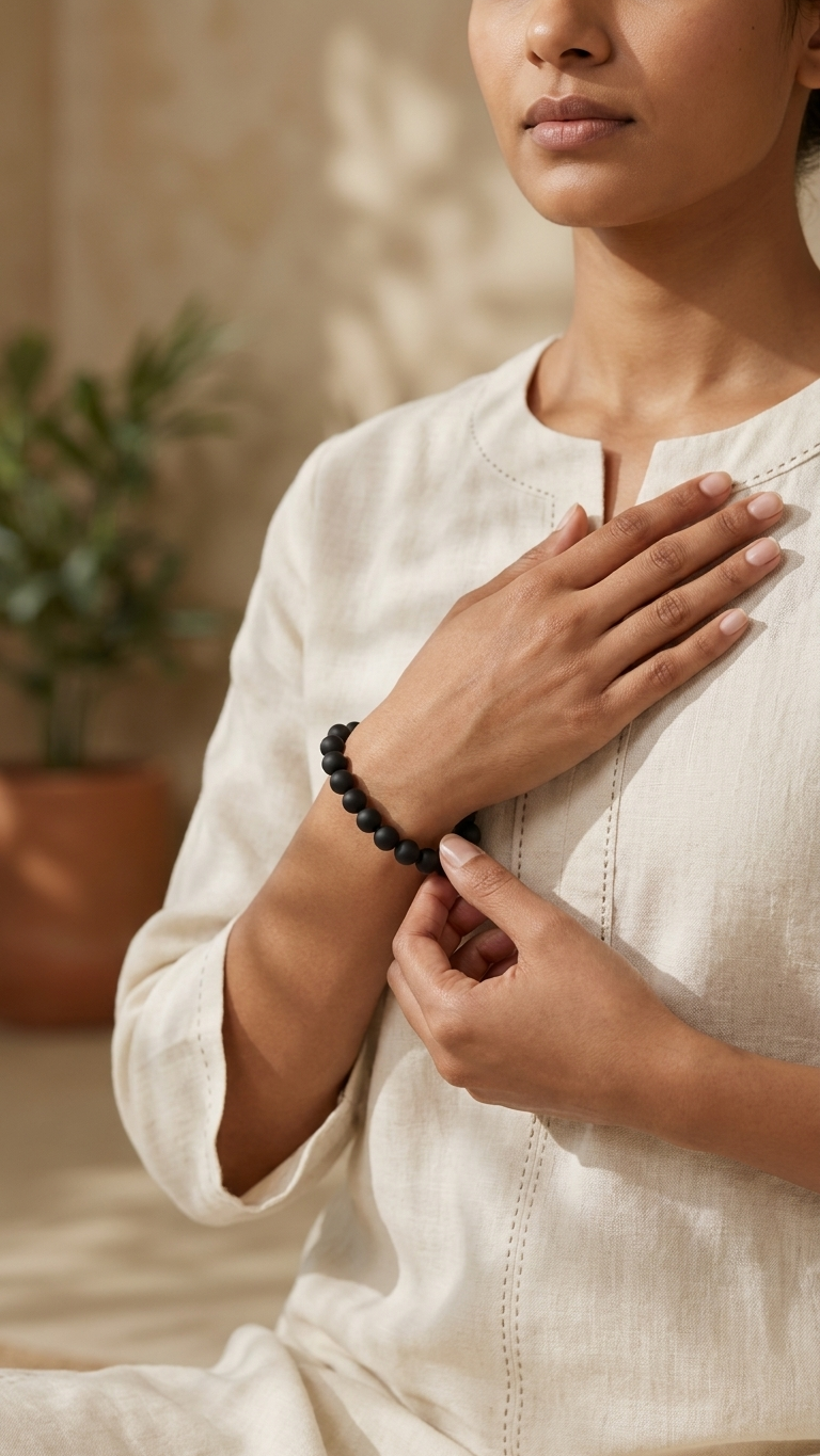 Original Karungali Mala (Natural Ebony Wood) with Free Bracelet