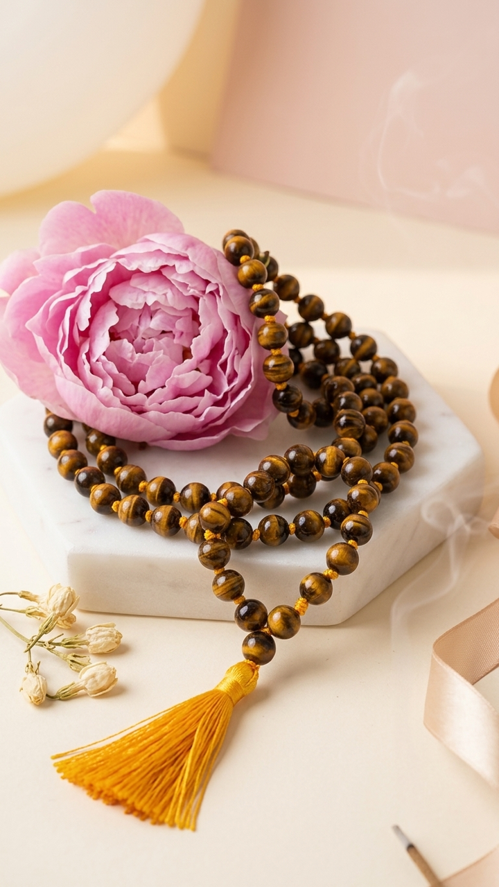 Yellow Tiger Eye Mala 108 Beads 8mm
