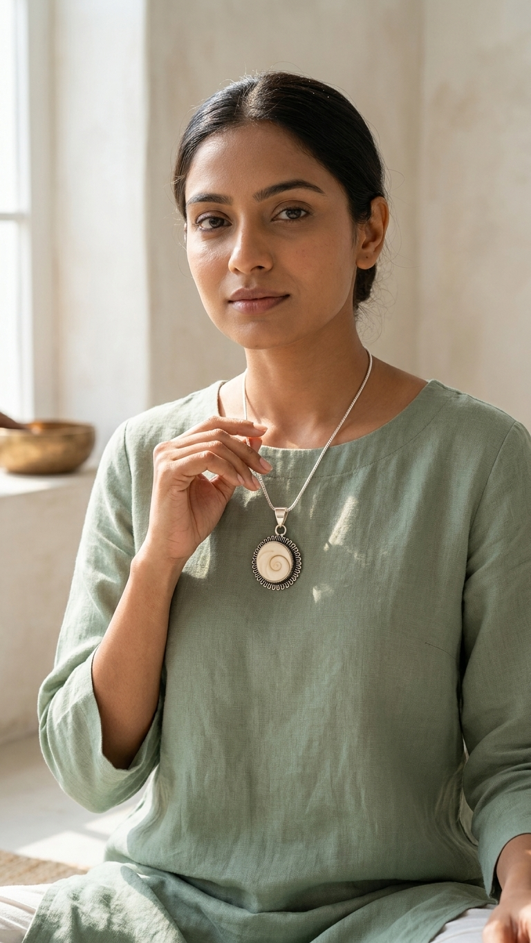 NATURAL SHIVA EYE ( GOMTI CHAKRA)  PENDANT