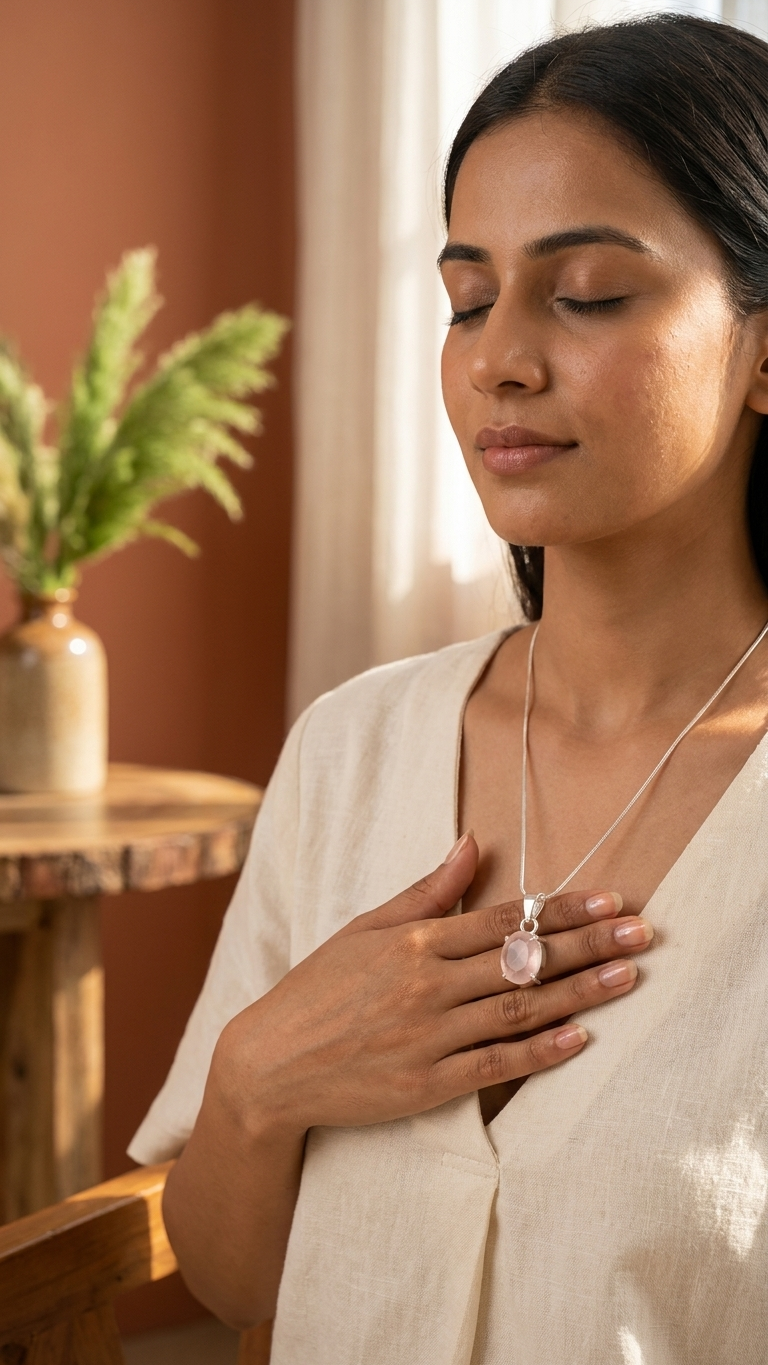 NATURAL ROSE FACETED  PENDANT