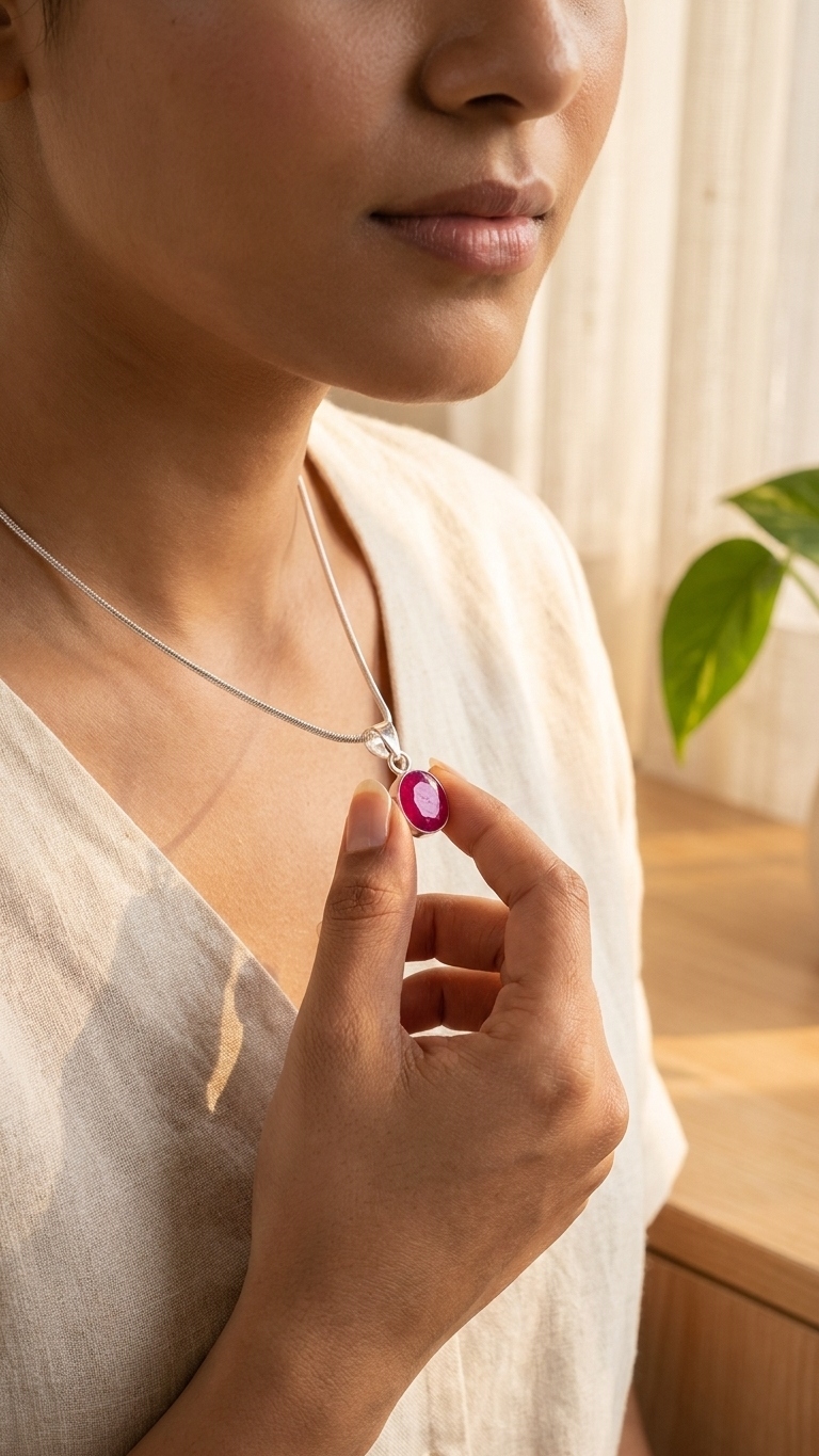 Natural Faceted Ruby  ( MANIK) Pendant