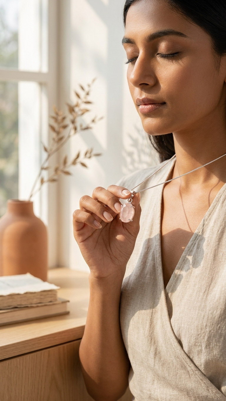 Natural Facited Rose quartz Pendant