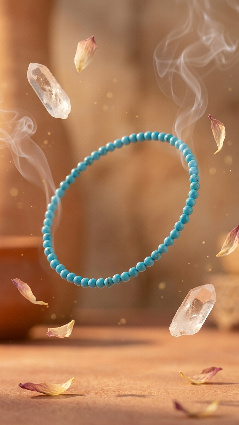 Natural Turquoise Beaded Anklet (With Certificate)