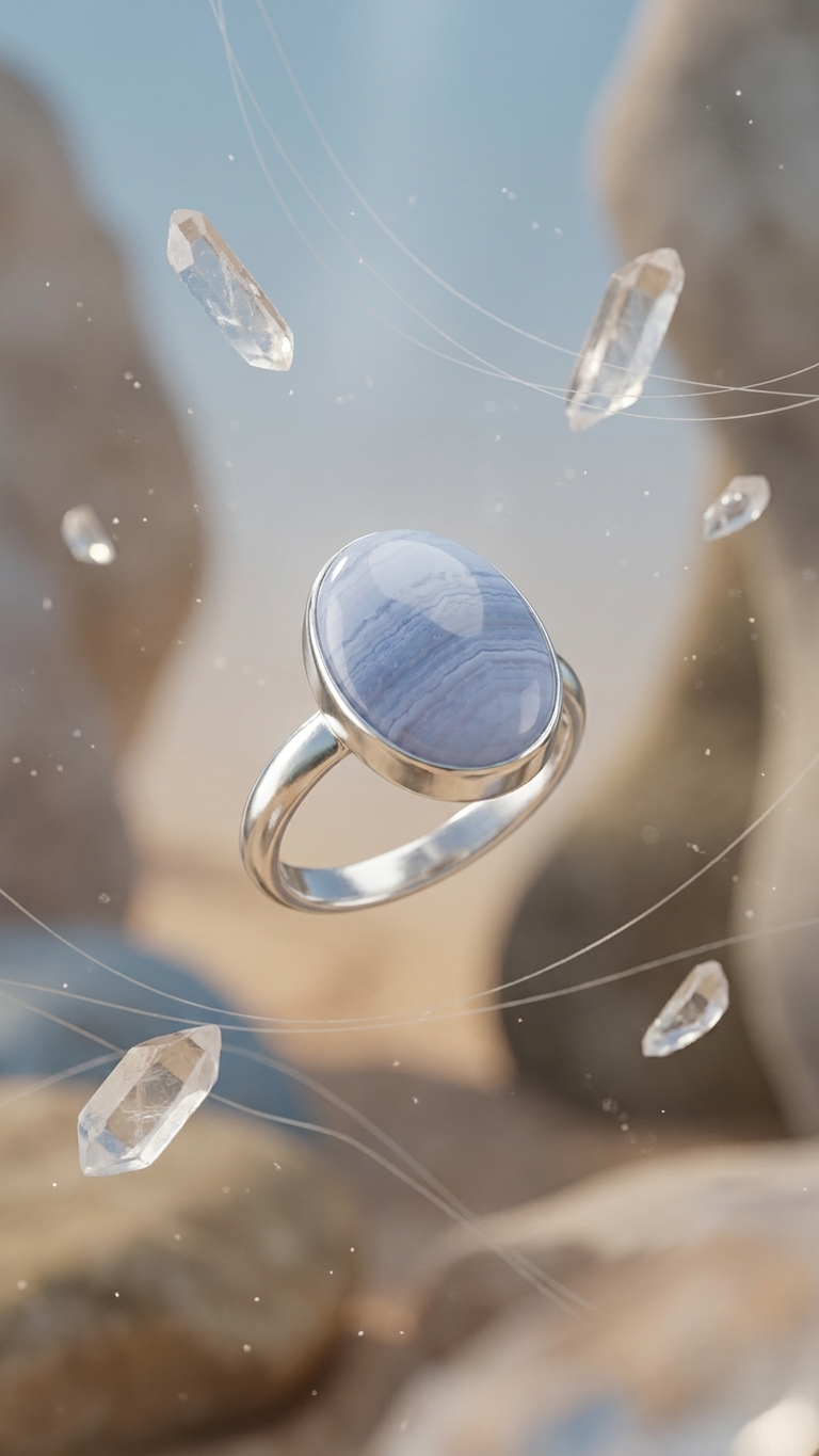 NaturalBlue Lace Agate Ring