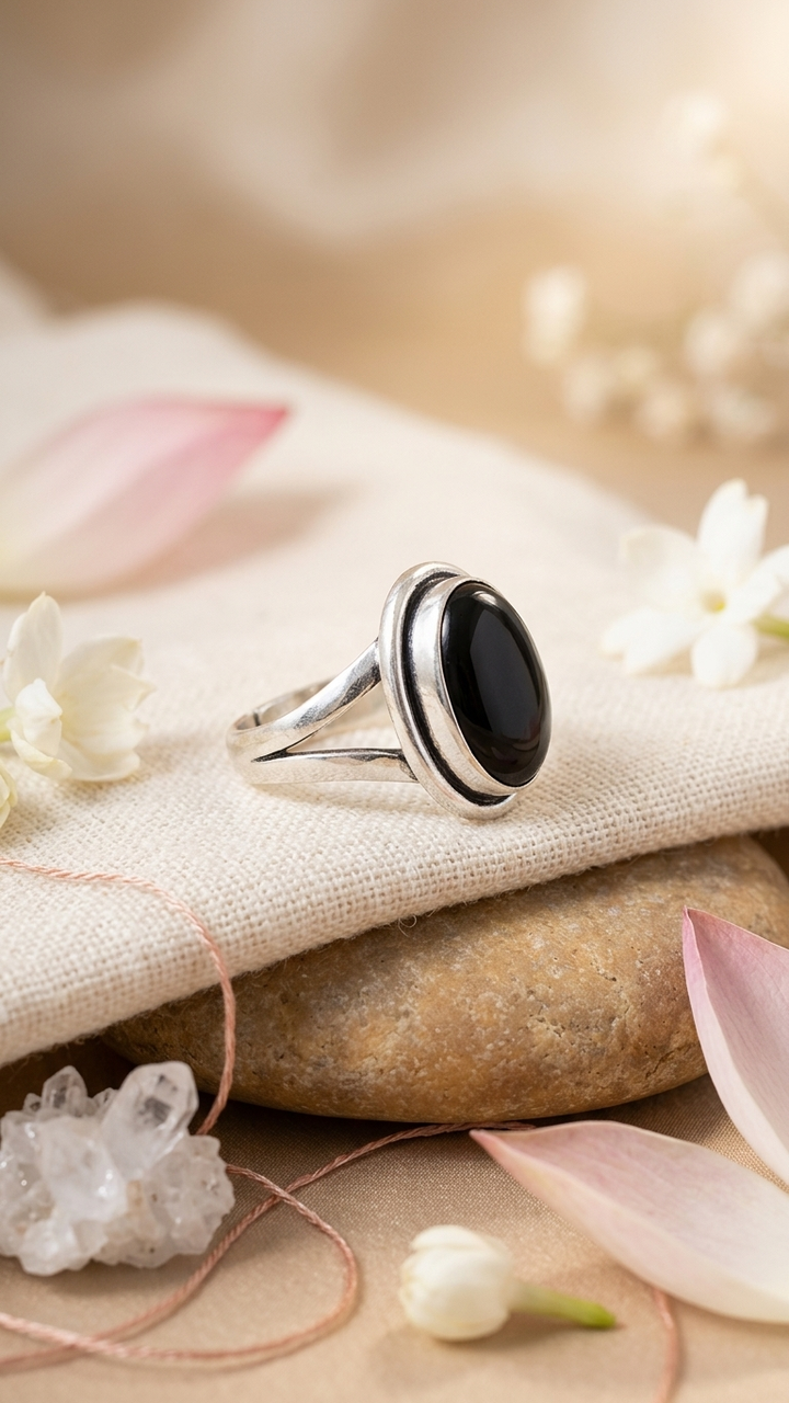 NATURAL BLACK OBSIDIAN RING