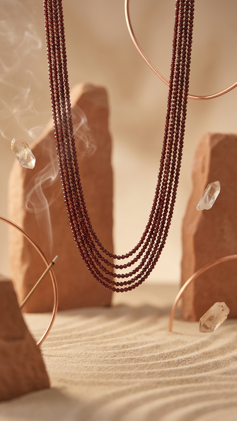 Natural Hessonite Garnet (Gomed) Beaded Necklace (With Certificate)