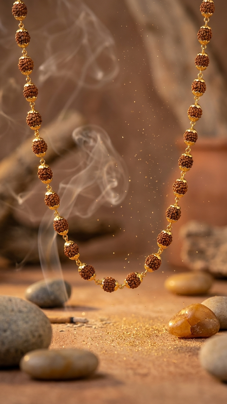 Natural Rudraksha Beaded Necklace (With Certificate)