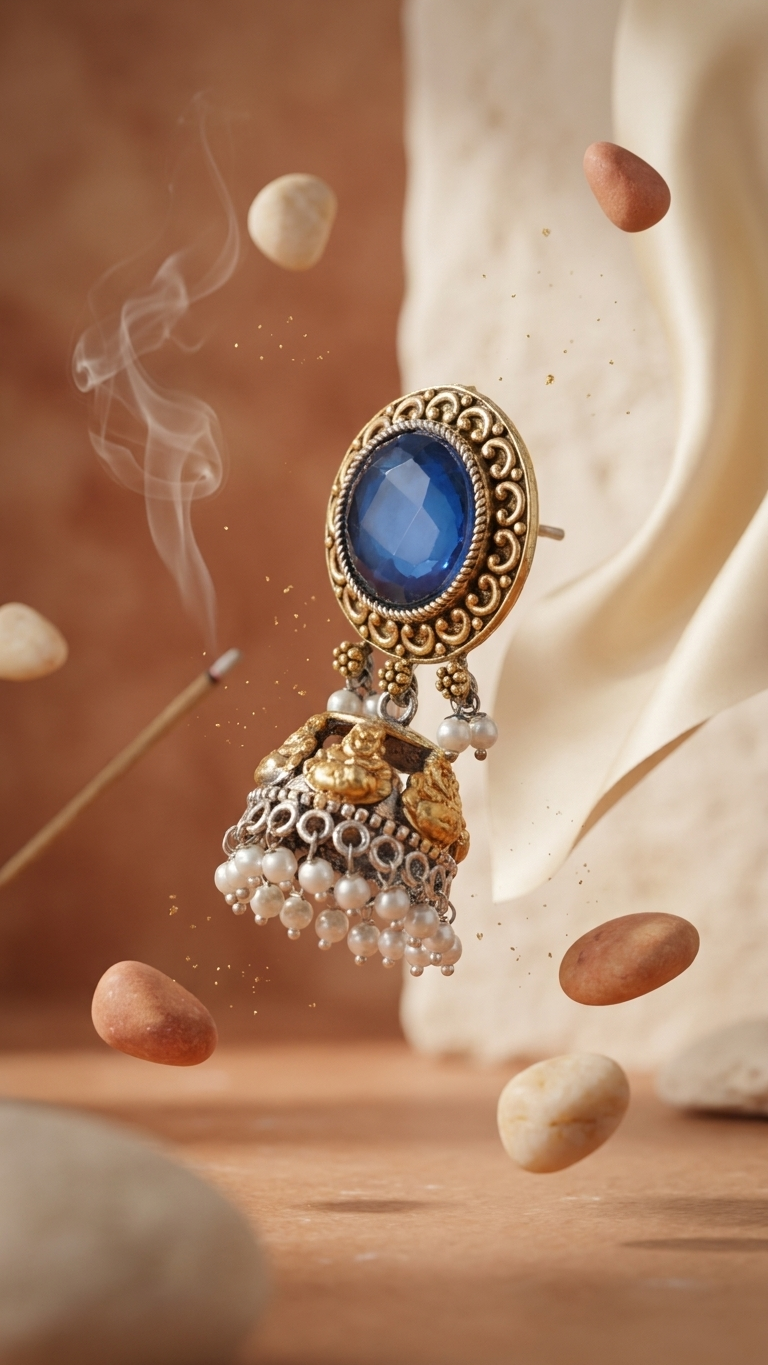 Neel Jhumka Dandiya White Metal Earrings