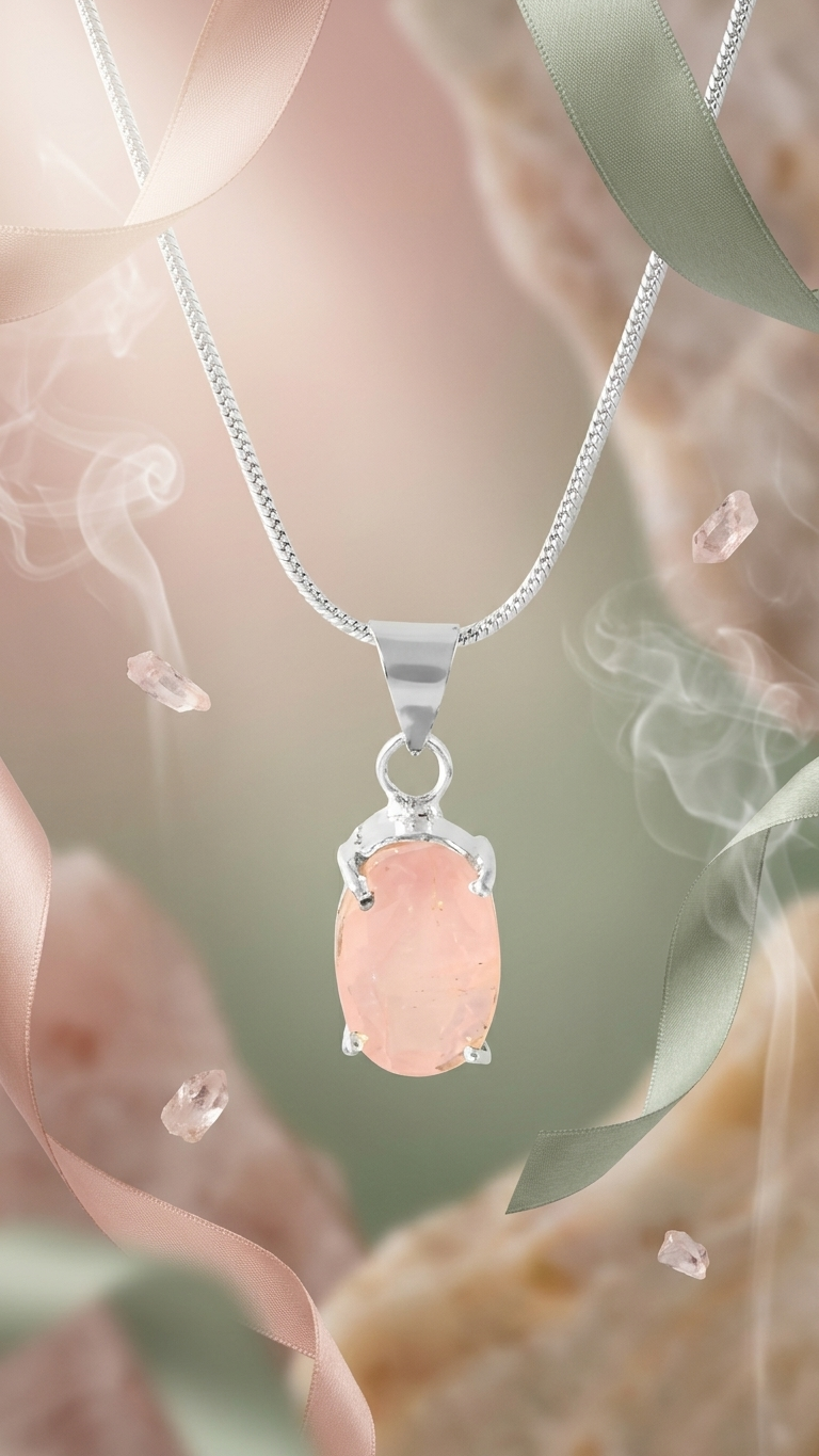 Natural Facited Rose quartz Pendant