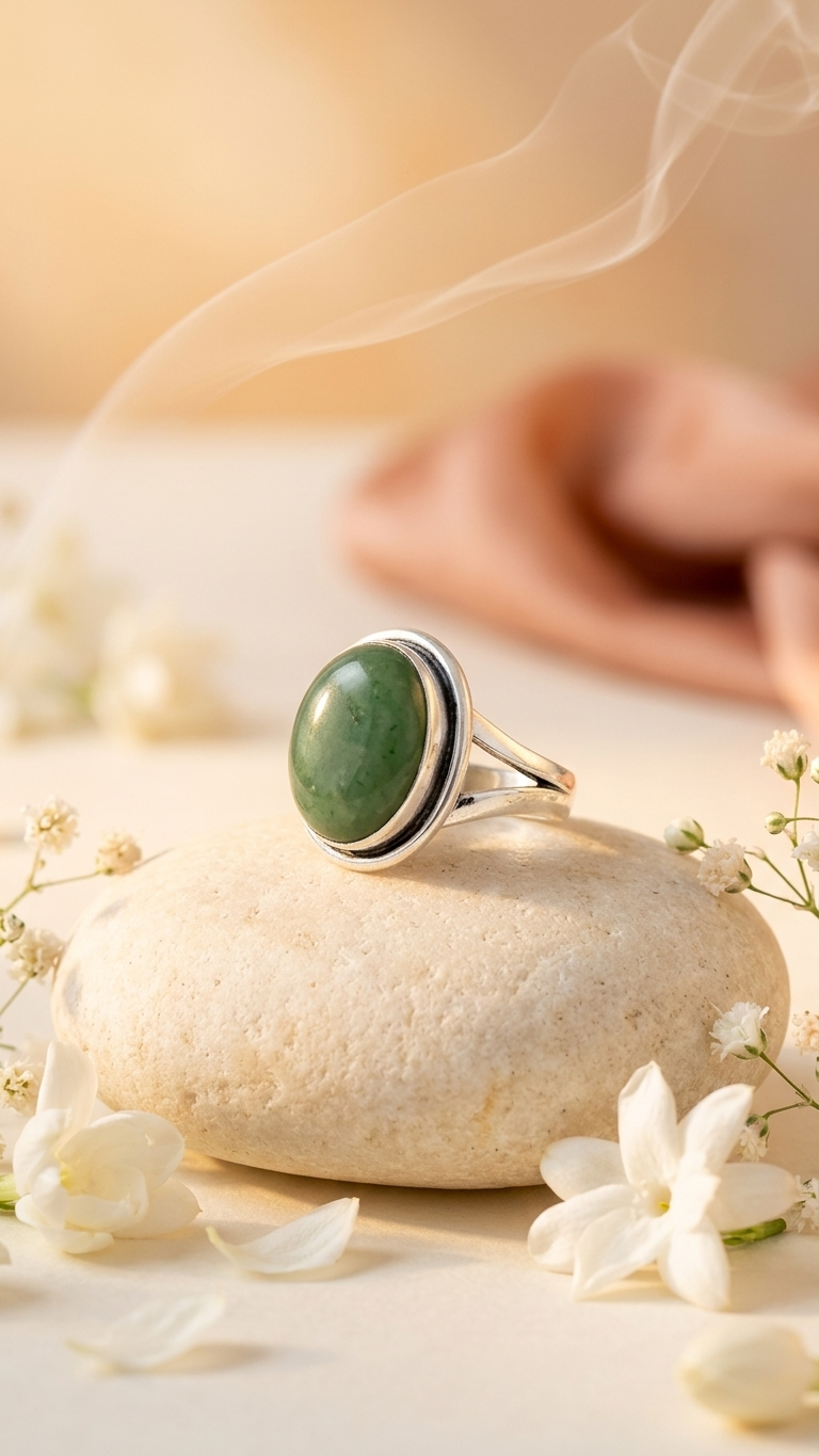 NATURAL GREEN JADE  RING 100% Natural Gemstone