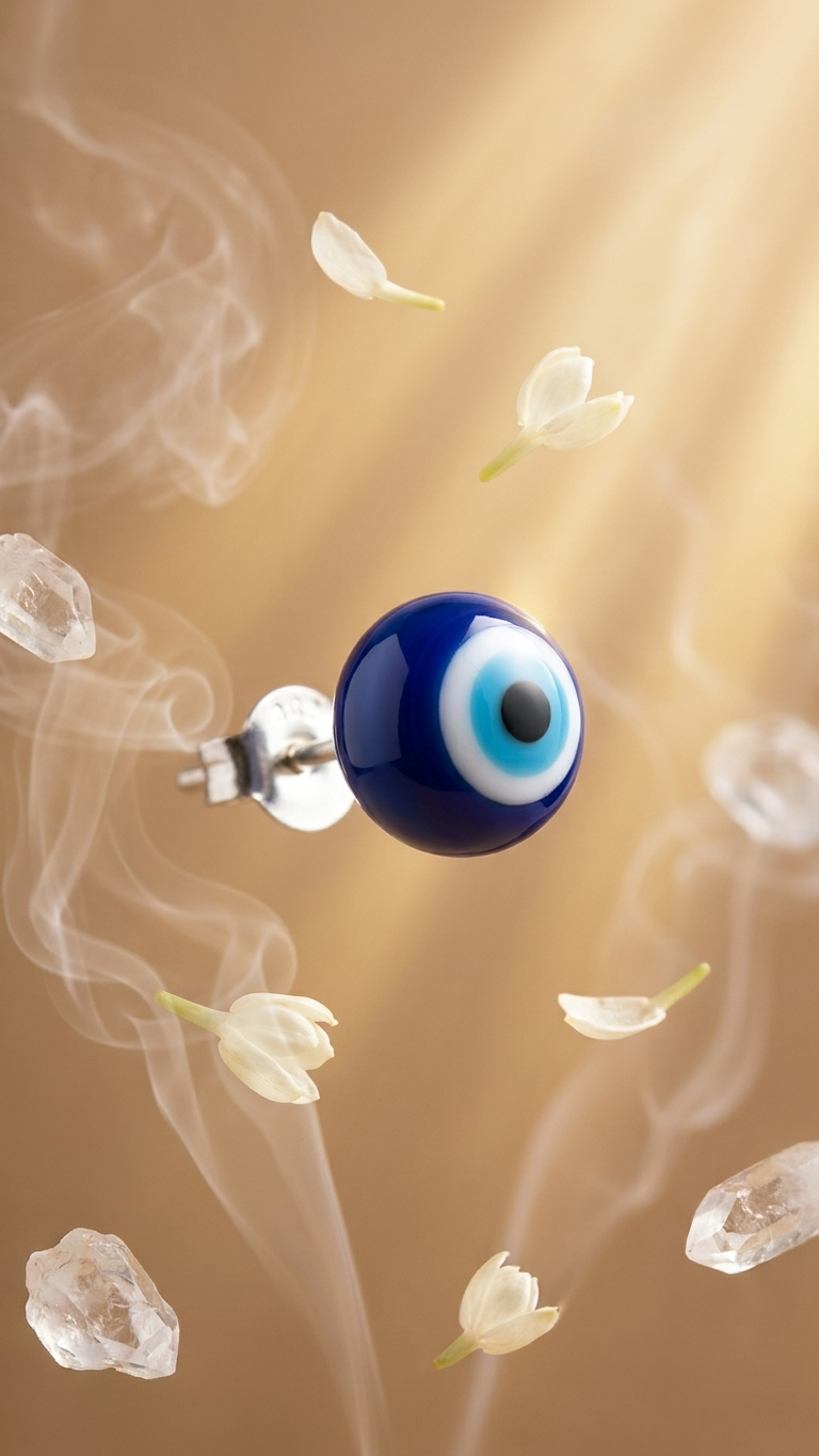 Evil Eye Protection Stud Earrings (With Certificate)
