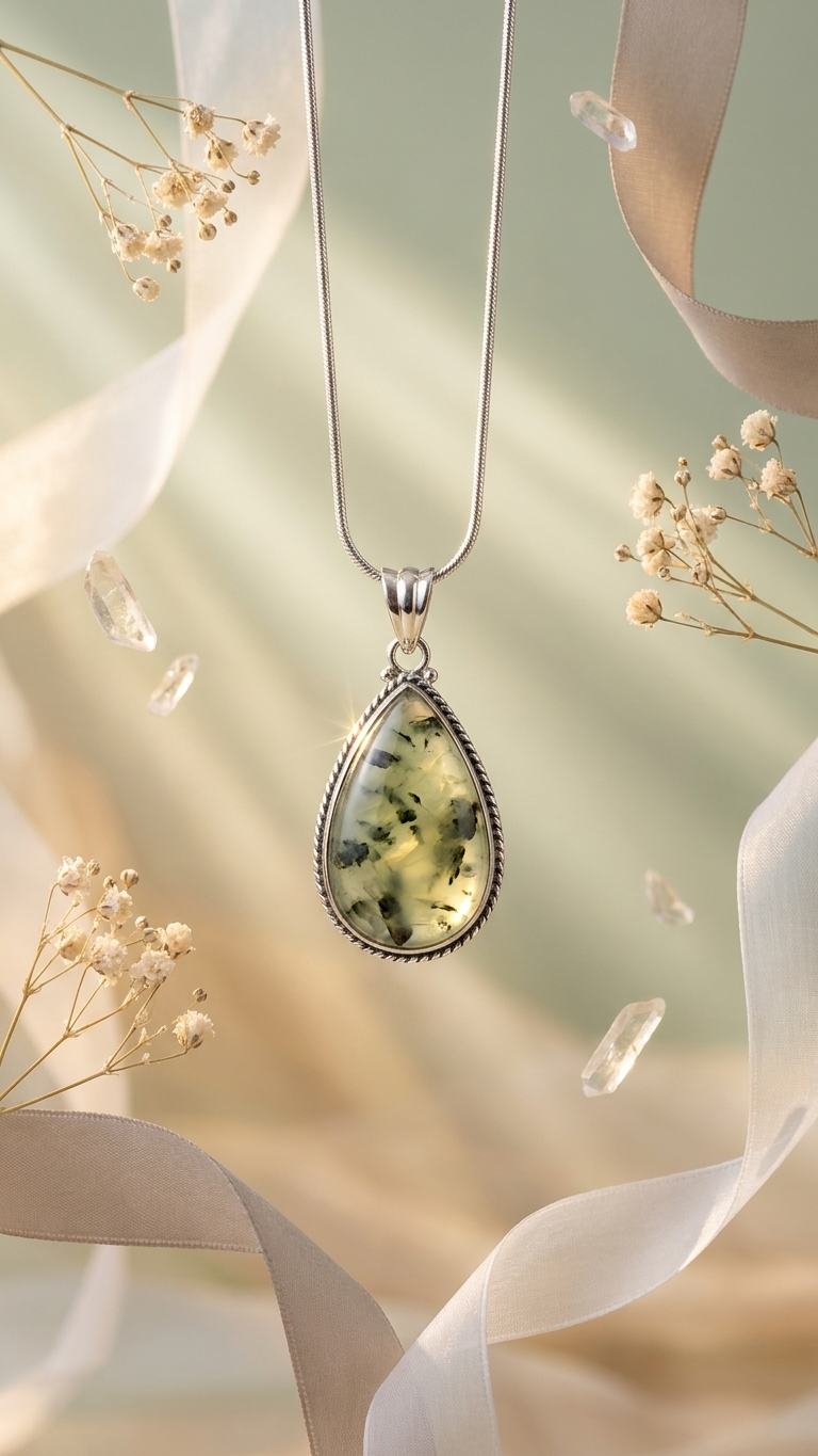 NATURAL PREHNITE  PENDANT