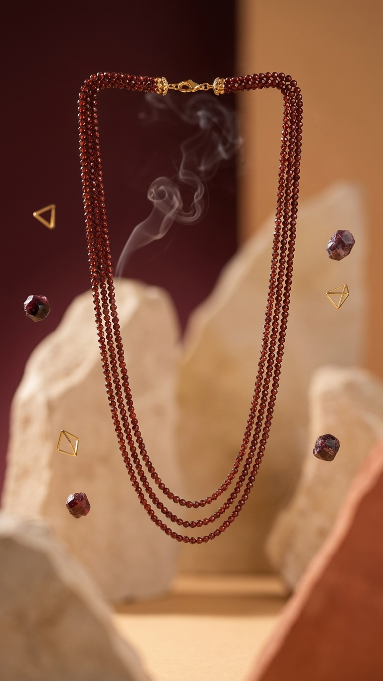 Natural Garnet Beaded Necklace (With Certificate)