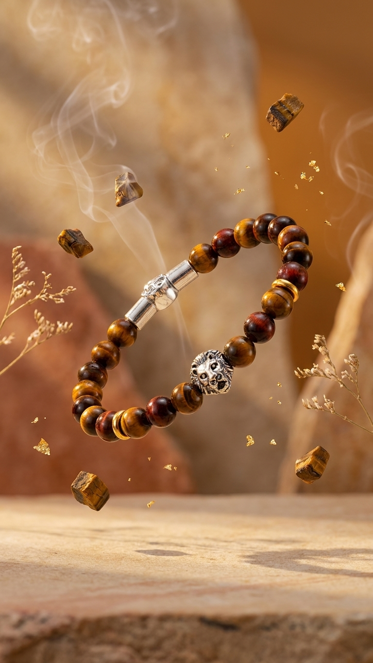 Tiger Eye Lion Bracelet With Magnetic Lock
