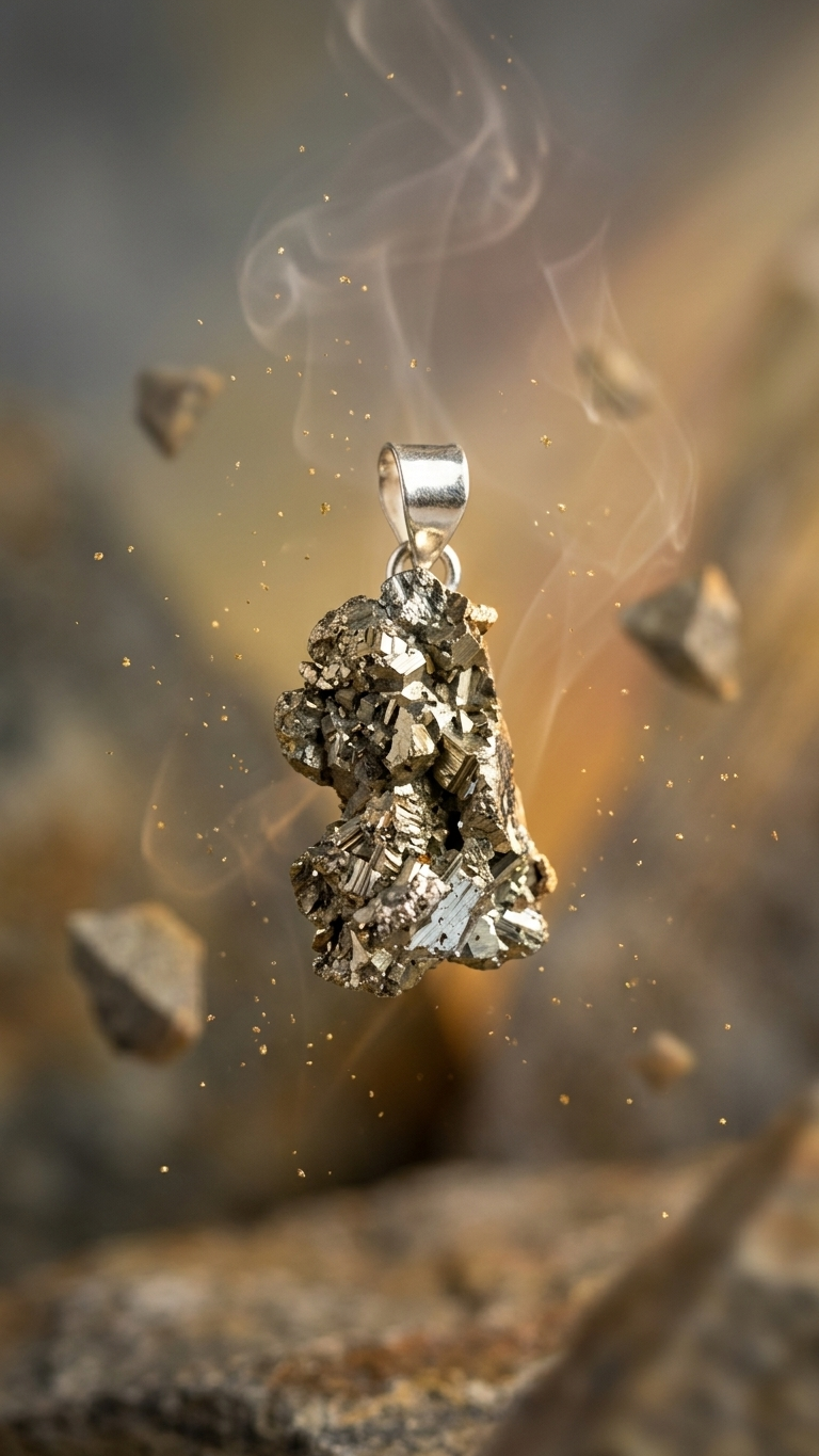 Natural Shape Pyrite Pendant  prong Setting