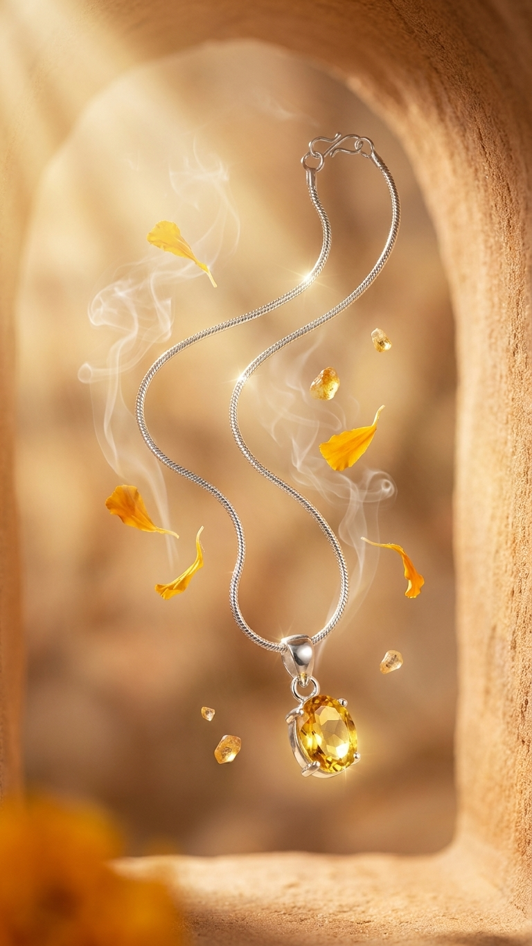 Citrine Cut Stone Pendant Oval Shape