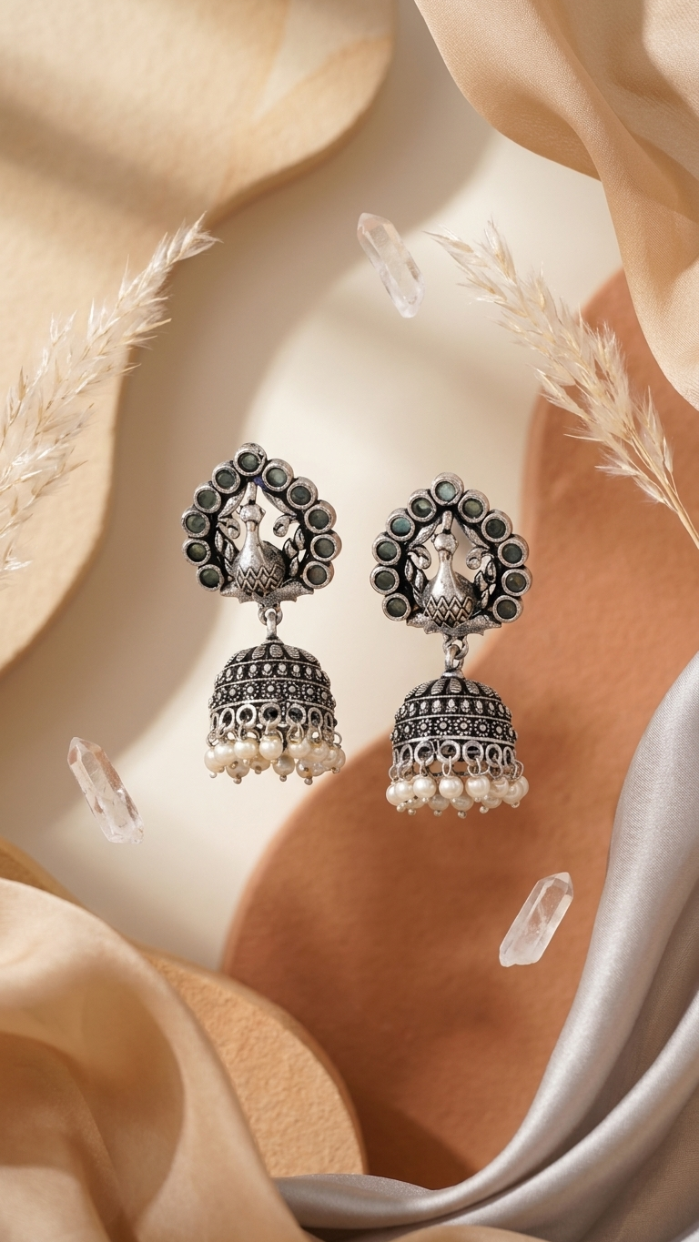 Peacock Grace Dandiya Jhumka Earrings