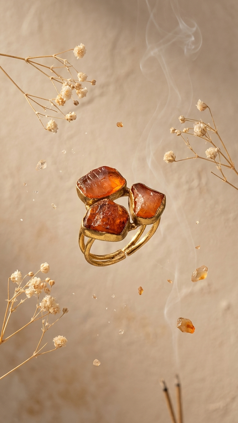 Fiery Carnelian Dandiya Statement Ring