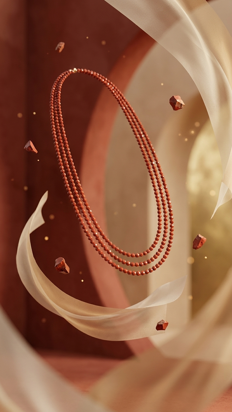 Natural Red Jasper Beaded Necklace (With Certificate)