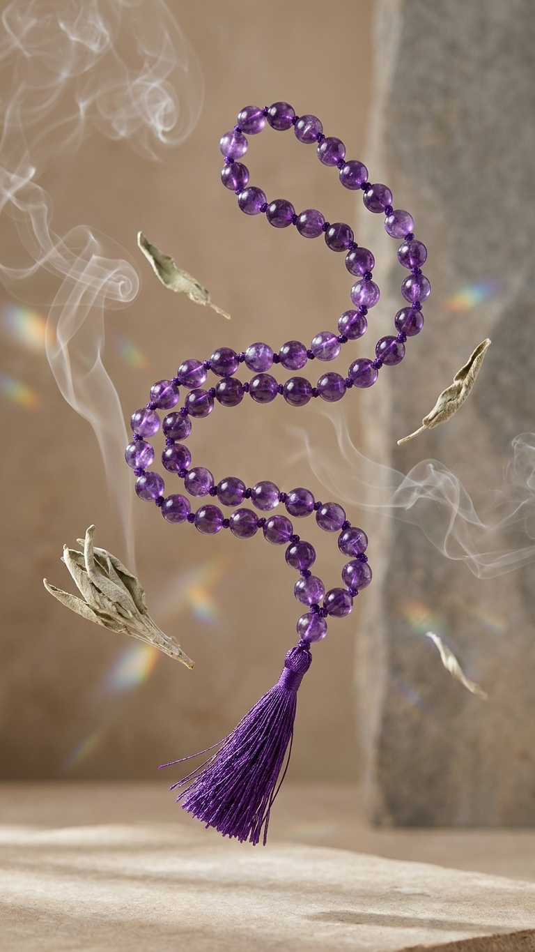 Amethyst Mala 108 beads 8mm