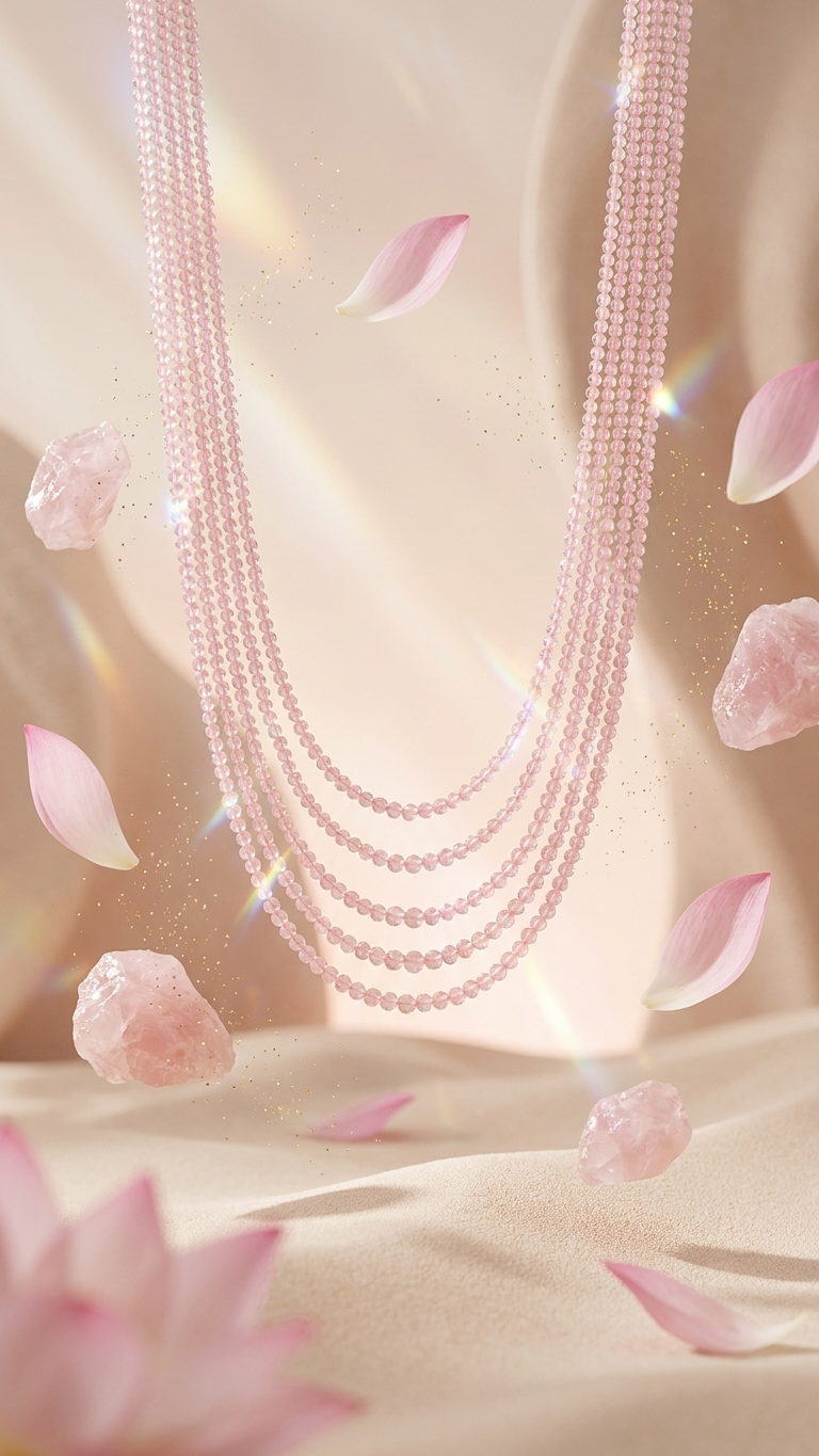 Natural Rose Quartz Necklace (With Certificate)