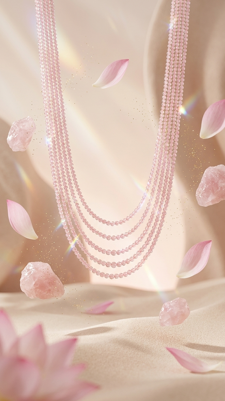Natural Rose Quartz Necklace (With Certificate)