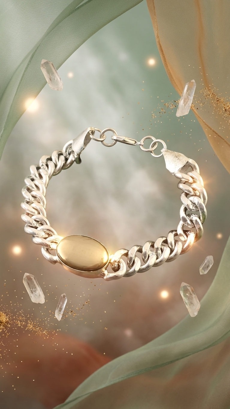Pyrite Bracelet With Strong Silver Plated