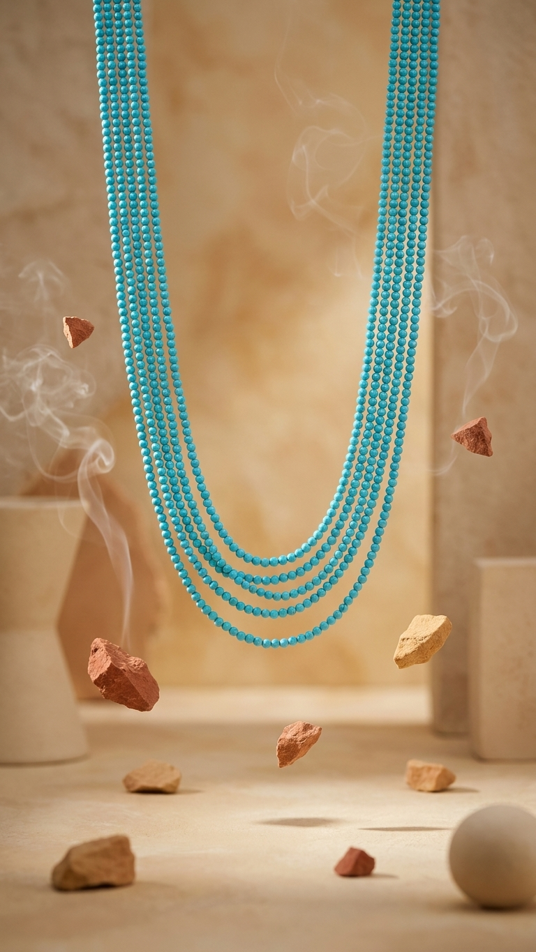 Natural Blue Turquoise Beaded Necklace