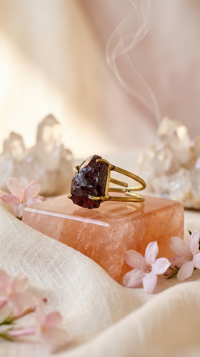 NATURAL GARNET RAW RING 100% Natural Gemstone