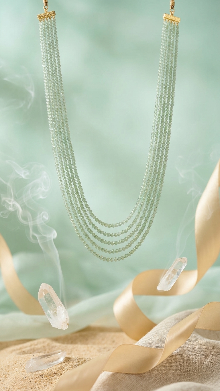 Natural Green Aventurine Beaded Necklace (With Certificate)