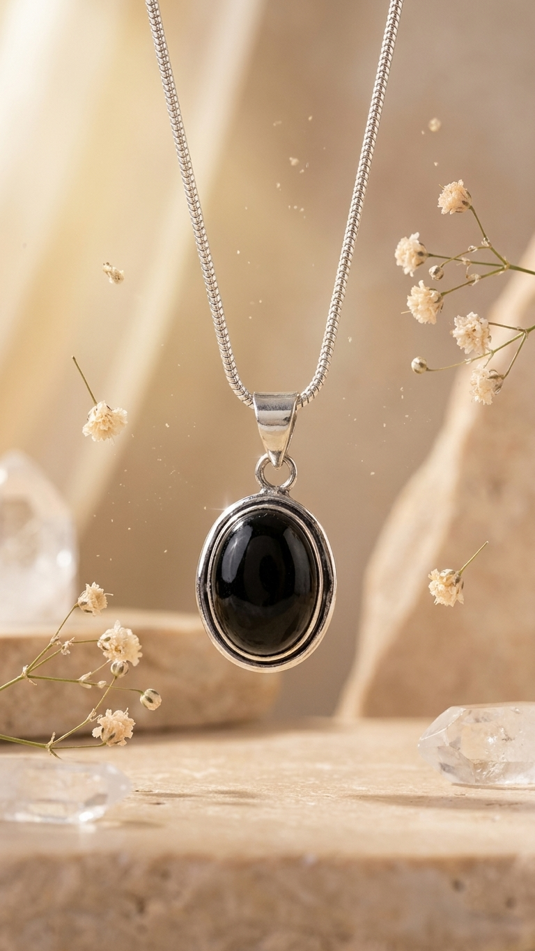 Natural Black Tourmaline Pendant Oval Shape