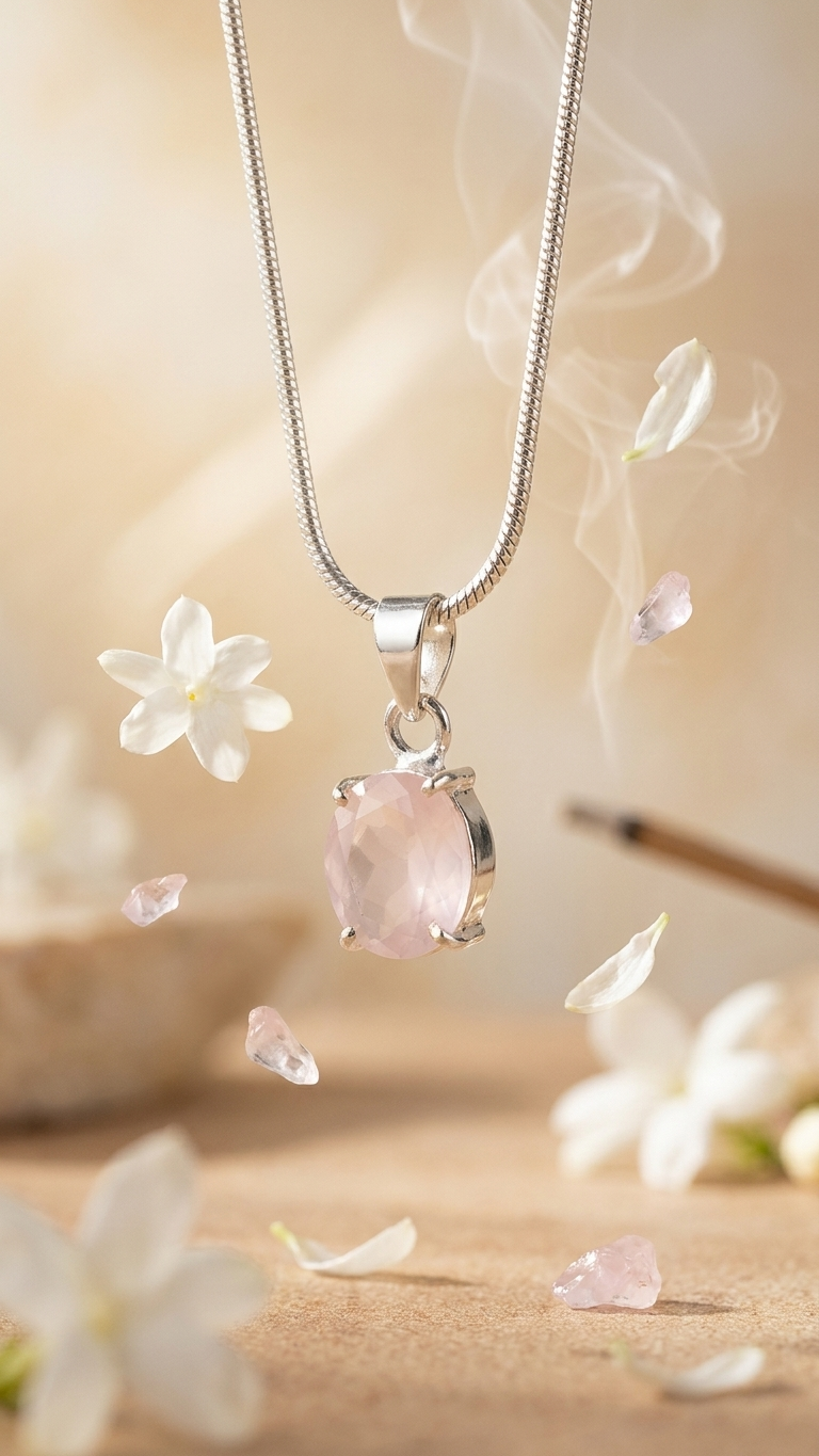 NATURAL ROSE FACETED  PENDANT