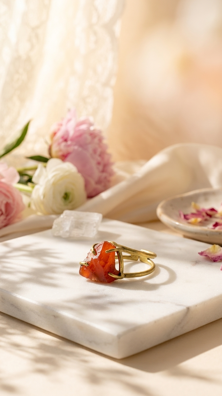 NATURAL CARNELIAN RAW RING 100% Natural Gemstone