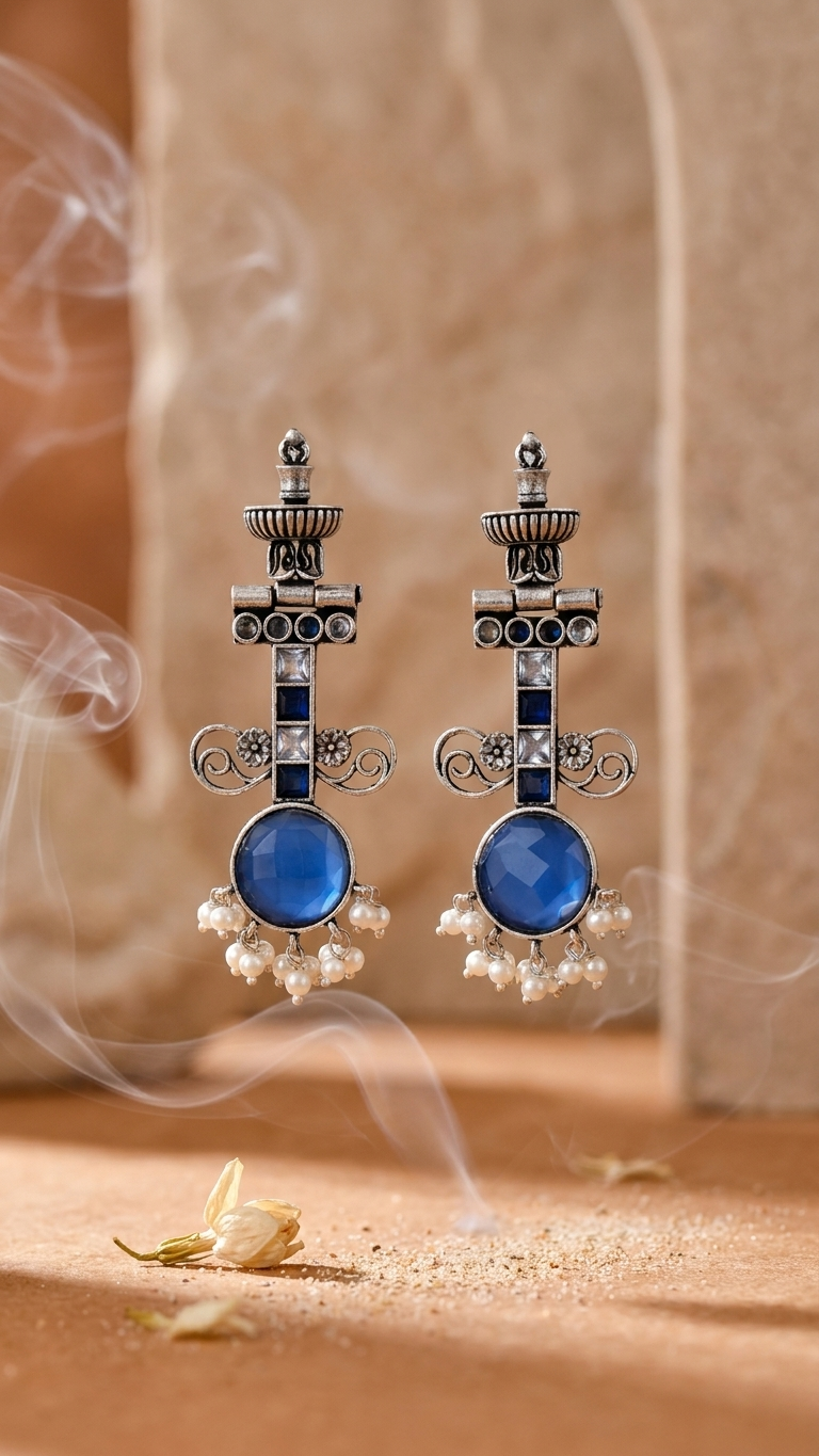 Neelam Raas Dandiya White Metal Earrings